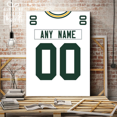 Green Bay Jersey Custom Canvas Print Wall Art for Boy Girl Men Women Football Personalized Canvas Art